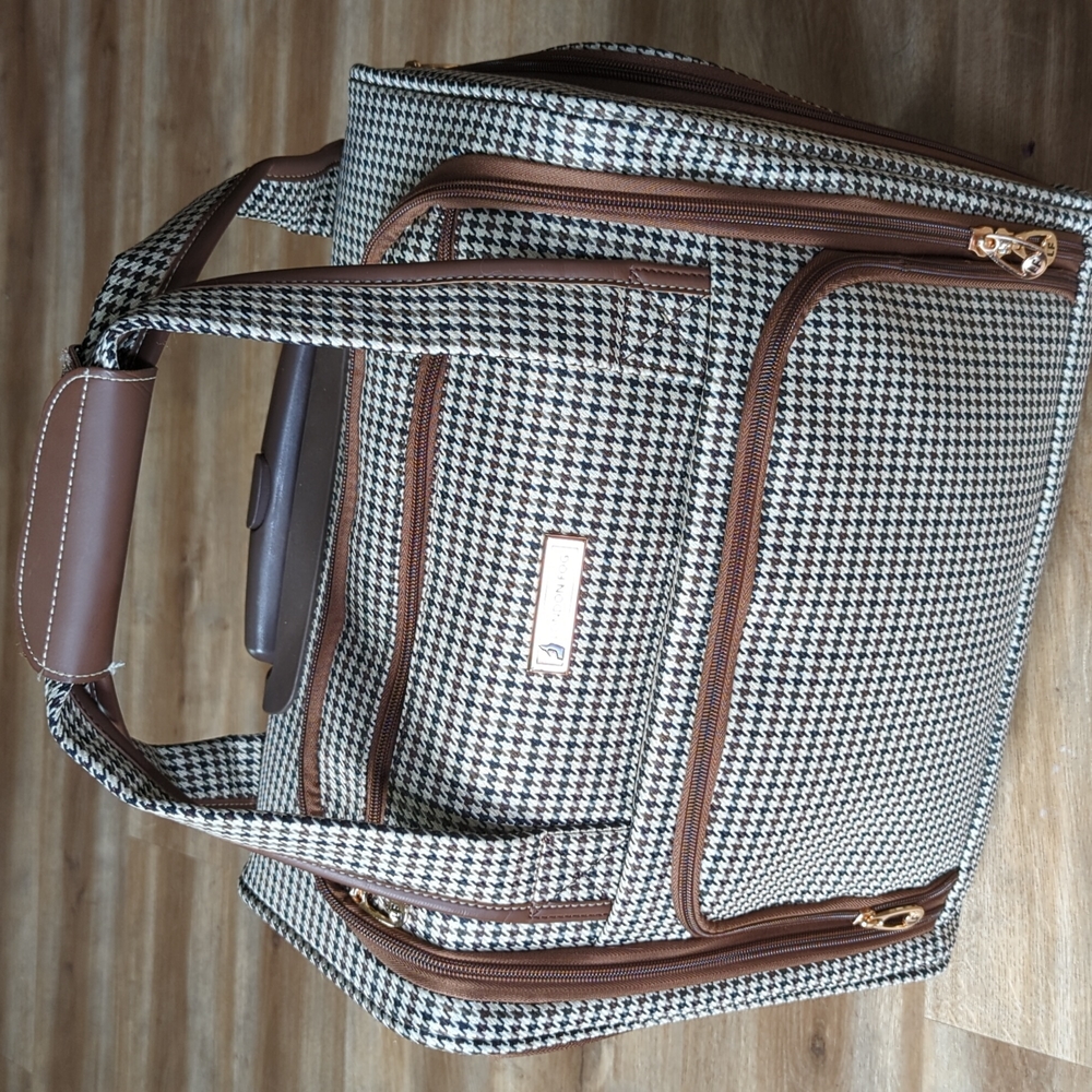 London Fog herringbone rolling carry on bag